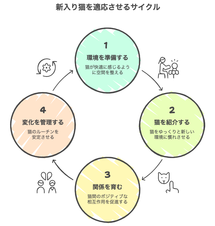 新入り猫を適応させるサイクル