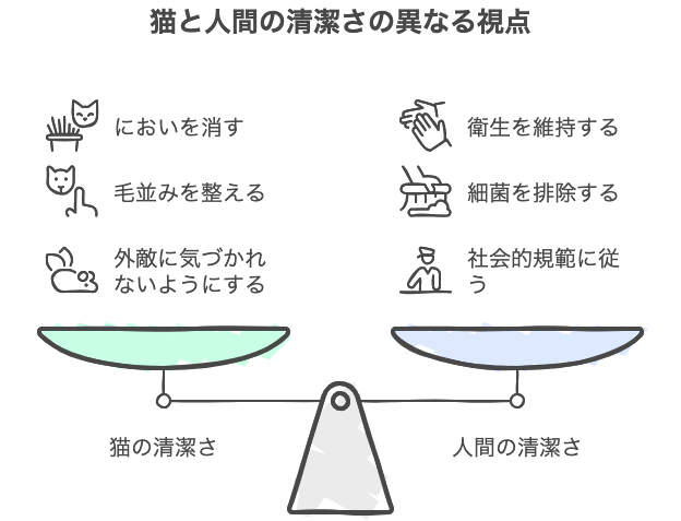 猫と人間の清潔さの異なる視点