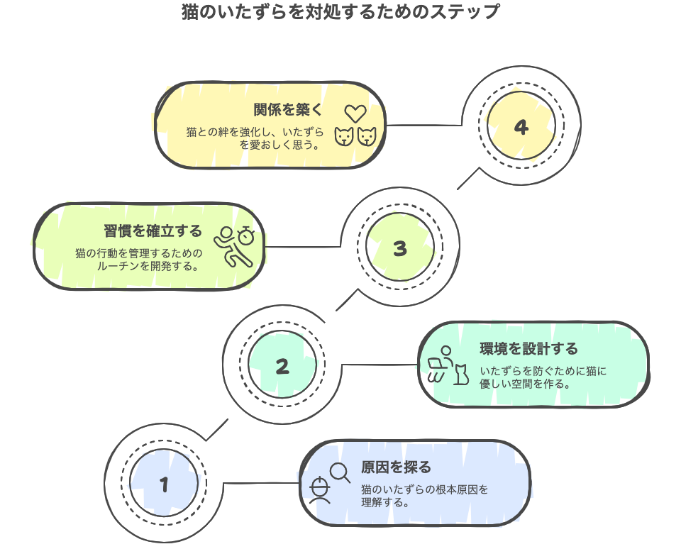 猫のいたずらを対処するためのステップ