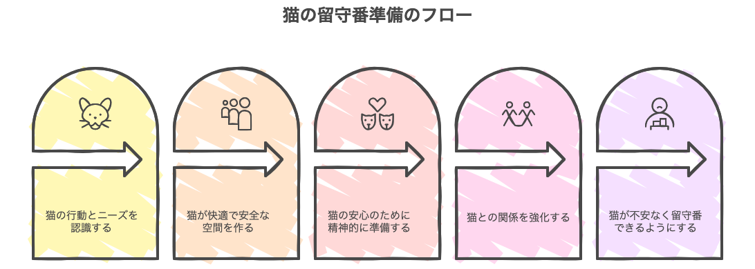 猫の留守番準備のフロー