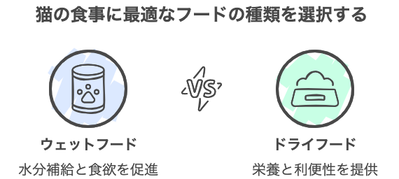 猫の食事に最適なフードの種類を選択する